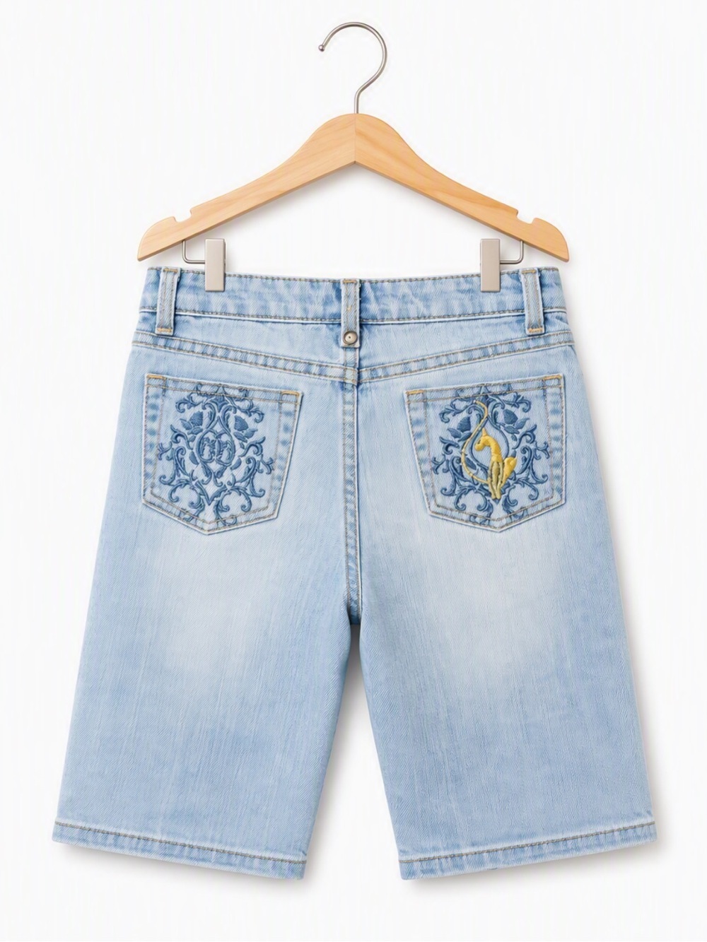 Vintage Y2K Grails Baby Phat Girlz Embroidered Denim Bermuda Shorts 6X Mcbling